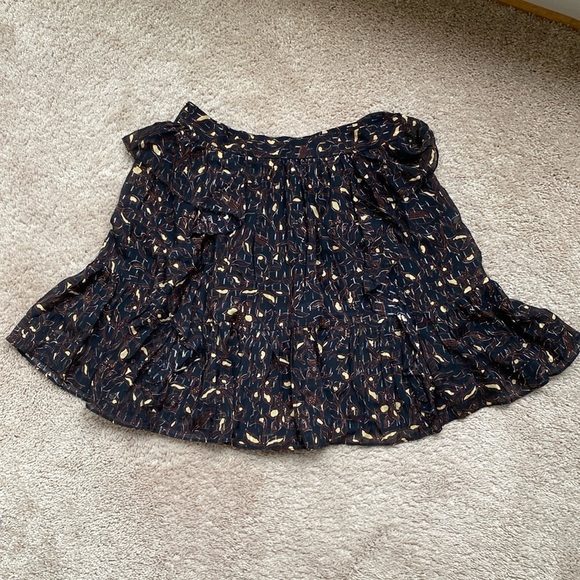 Ulla Johnson Zea Skirt in Jet Floral Vine Metallic Mini Skirt Ruffle Size 2 - Picture 6 of 14
